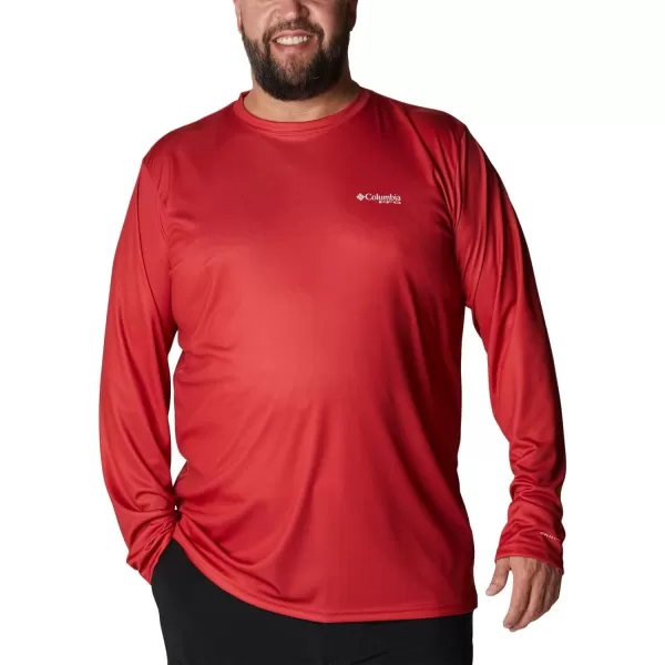 Columbia Mens PFG Terminal Tackle Fish Flag Long Sleeve Fishing ShirtRed SparkWhite