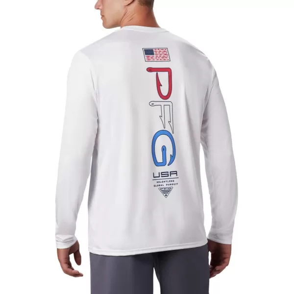 Columbia Mens PFG Terminal Tackle Global Compass Long Sleeve Sun ProtectionWhite