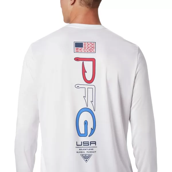 Columbia Mens PFG Terminal Tackle Global Compass Long Sleeve Sun ProtectionWhite