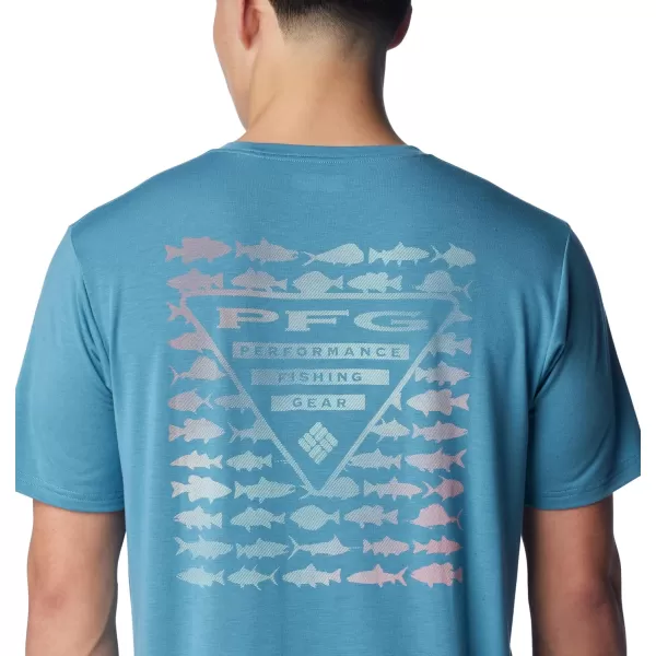 Columbia Mens PFG Triangle Fill Tech Tee Short SleeveCanyon BlueElements Graphic