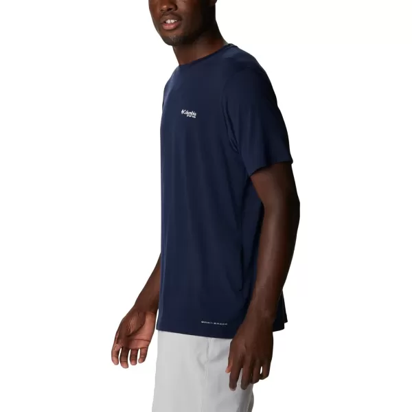 Columbia Mens PFG Triangle Fill Tech Tee Short SleeveCollegiate NavyRed Spark Kona