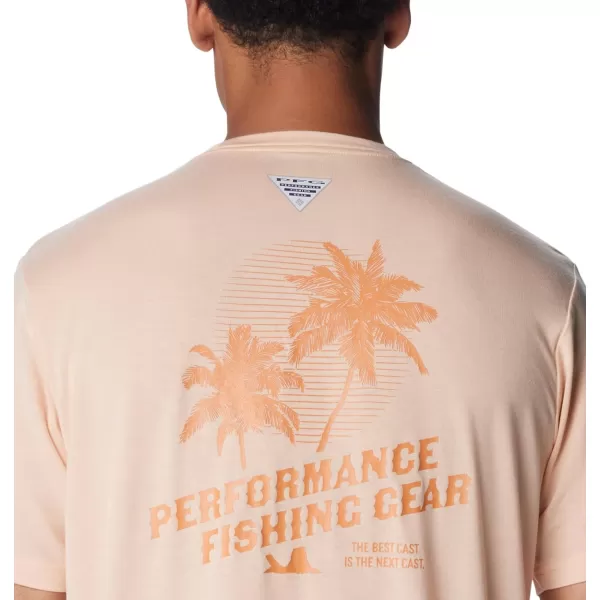 Columbia Mens PFG Uncharted Tech Tee Short SleevePeach Fizz Easy Breezy