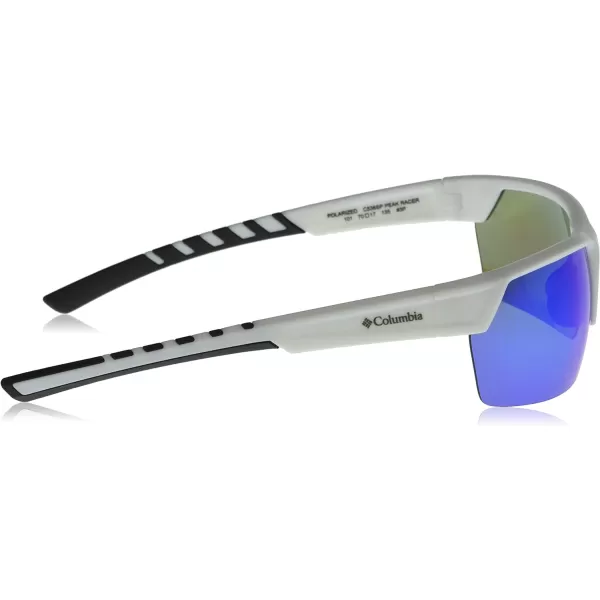 Columbia Mens Peak Racer Rectangular SunglassesWhiteBlue Flash Polarized