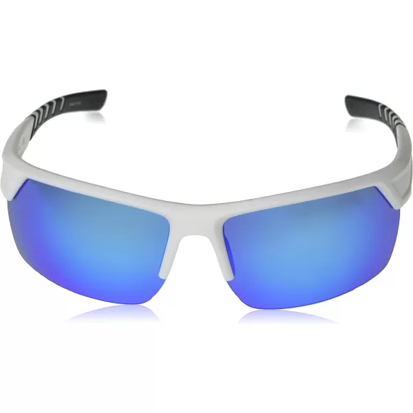 Columbia Mens Peak Racer Rectangular SunglassesWhiteBlue Flash Polarized