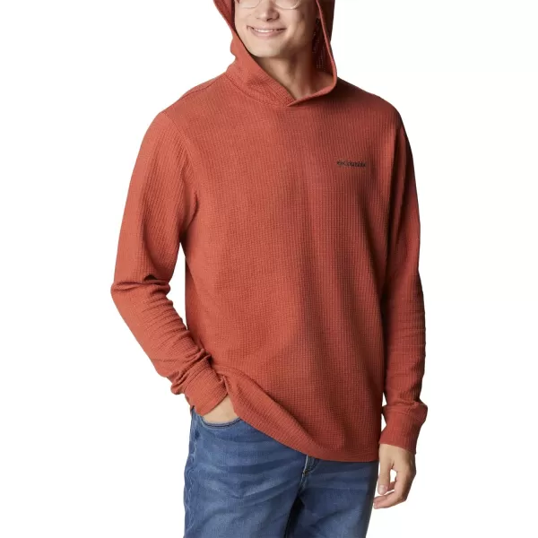 Columbia Mens Pine Peak Waffle HoodieWarp Red Heather