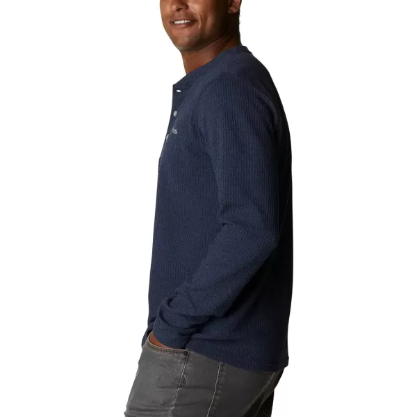 Columbia Mens Pine Peak Waffle Long Sleeve HenleyCollegiate Navy Heather