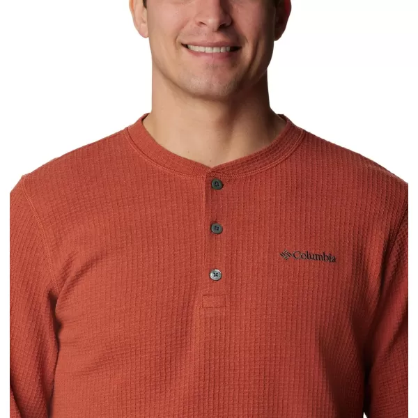 Columbia Mens Pine Peak Waffle Long Sleeve HenleyWarp Red Heather