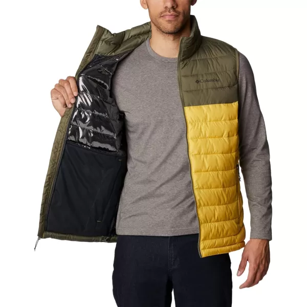 Columbia Mens Powder Lite VestGolden NuggetStone Green