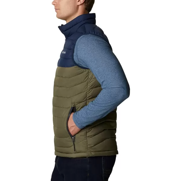 Columbia Mens Powder Lite VestStone GreenCollegiate Navy