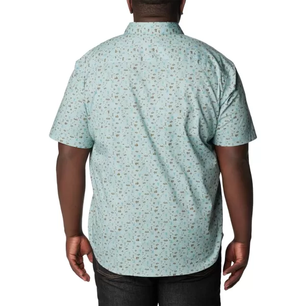 Columbia Mens Rapid Rivers Ii Short Sleeve ShirtStone BlueMakin Tracks Print