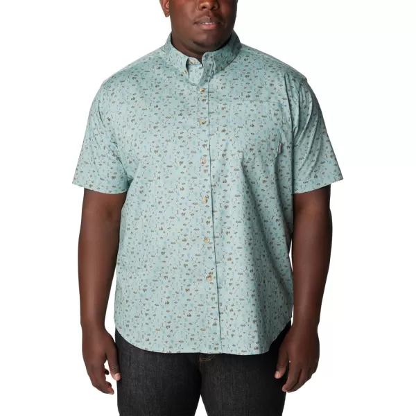 Columbia Mens Rapid Rivers Ii Short Sleeve ShirtStone BlueMakin Tracks Print