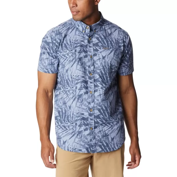 Columbia Mens Rapid Rivers Printed Short Sleeve ShirtBluestone Dye Palms