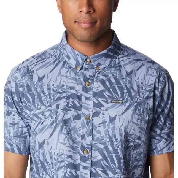 Columbia Mens Rapid Rivers Printed Short Sleeve ShirtBluestone Dye Palms