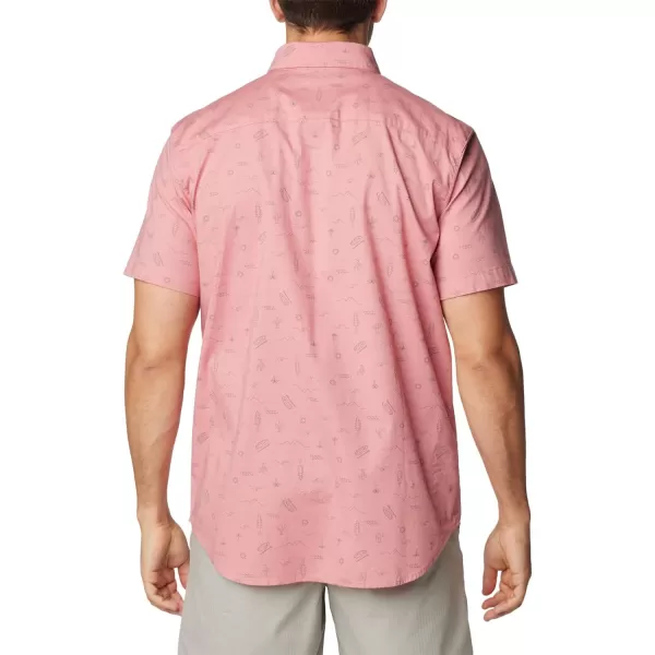 Columbia Mens Rapid Rivers Printed Short Sleeve ShirtPink Agave Explorer