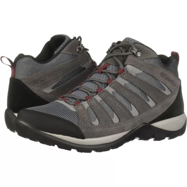 Columbia Mens Redmond V2 Mid Waterproof Hiking ShoeGraphiteRed Jasper