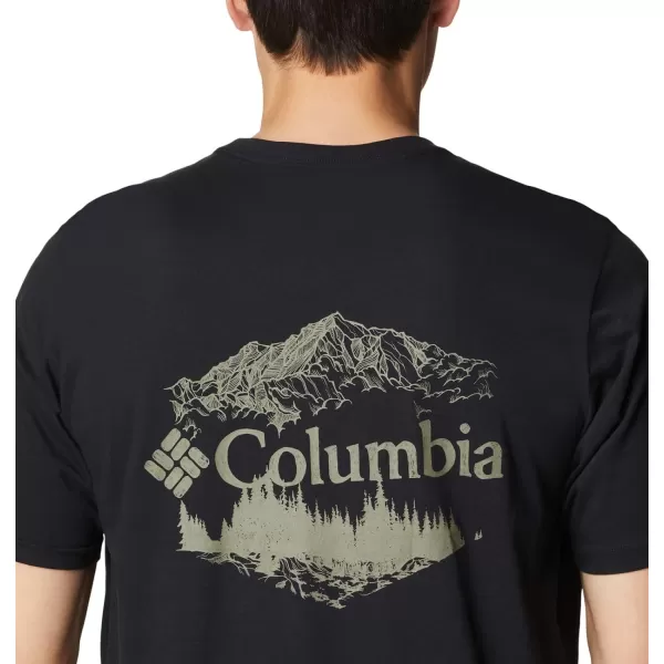 Columbia Mens Rockaway River Back Graphic Short Sleeve TeeBlackHex Natured Graphic