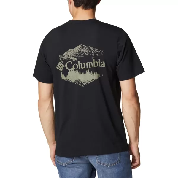 Columbia Mens Rockaway River Back Graphic Short Sleeve TeeBlackHex Natured Graphic