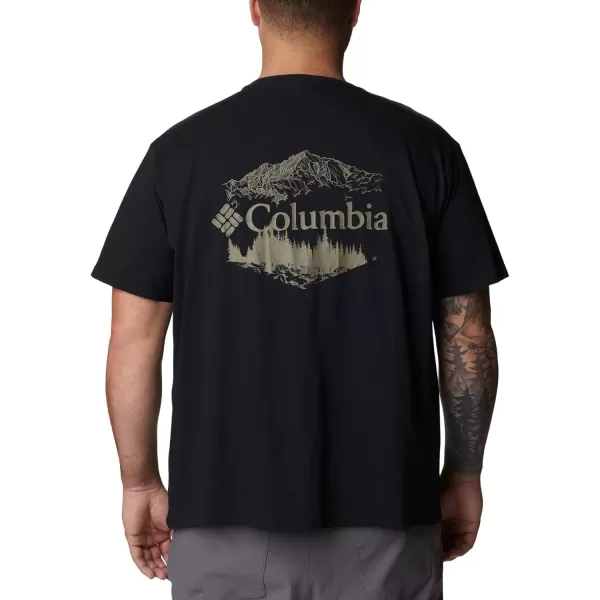 Columbia Mens Rockaway River Back Graphic Short Sleeve TeeBlackHex Natured Graphic