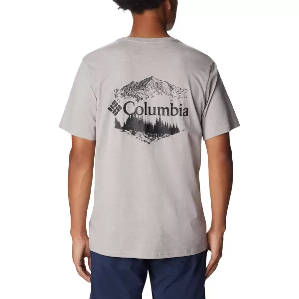 Columbia Mens Rockaway River Back Graphic Short Sleeve TeeColumbia Grey HeatherHex Natured Graphic