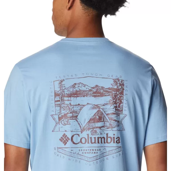 Columbia Mens Rockaway River Back Graphic Short Sleeve TeeJet StreamLakeside Badge Graphic