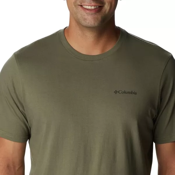 Columbia Mens Rockaway River Back Graphic Short Sleeve TeeStone GreenLakeside Badge Graphic