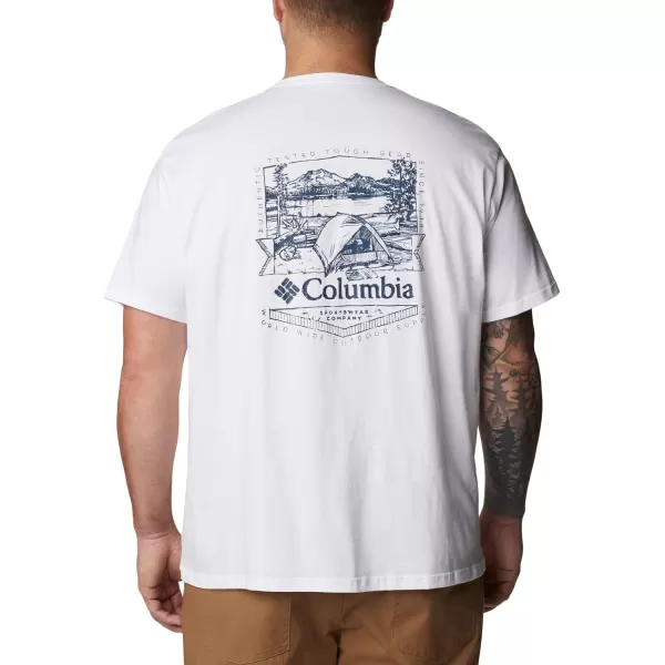 Columbia Mens Rockaway River Back Graphic Short Sleeve TeeWhiteLakeside Badge Graphic