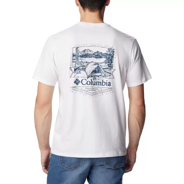 Columbia Mens Rockaway River Back Graphic Short Sleeve TeeWhiteLakeside Badge Graphic