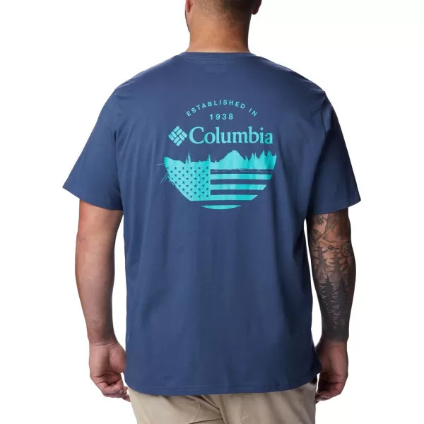 Columbia Mens Rockaway River Country Short Sleeve TeeDark MountainFun With Flags Graphic