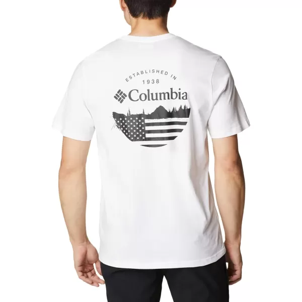 Columbia Mens Rockaway River Country Short Sleeve TeeWhiteFun With Flags Graphic