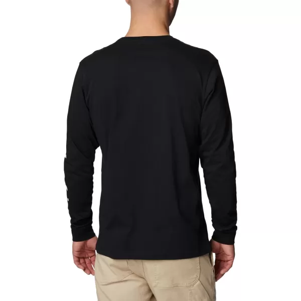 Columbia Mens Rockaway River Graphic Long Sleeve TeeBlackWhite Logo