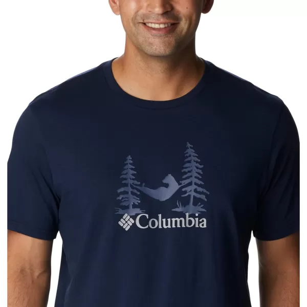 Columbia Mens Rockaway River Outdoor Short SleeveCollegiate NavySnoozin Graphic