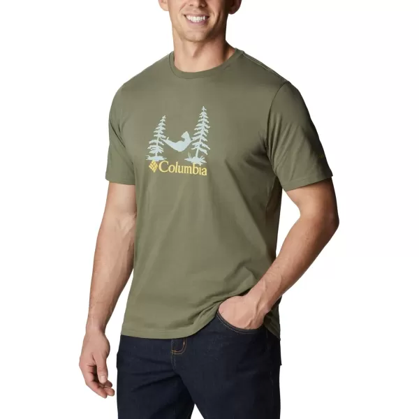 Columbia Mens Rockaway River Outdoor Short SleeveStone GreenSnoozin Graphic