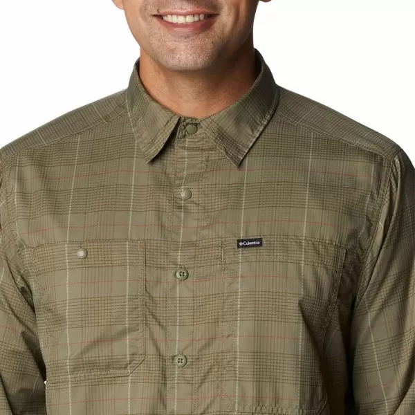 Columbia Mens Silver Ridge Utility Lite Plaid Long SleeveStone Green Trail Crossing Plaid