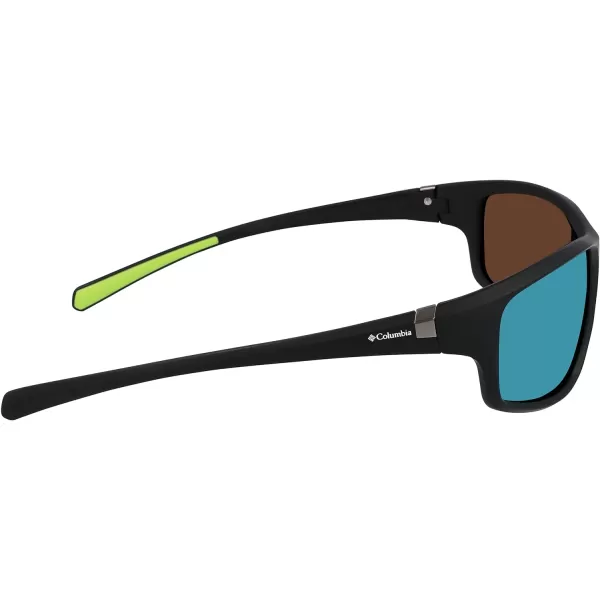 Columbia Mens Slick Creek Rectangular SunglassesMatte BlackYellow