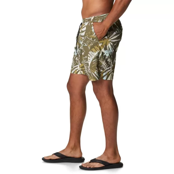 Columbia Mens Standard M Summerdry ShortStone Green King Palm Multi