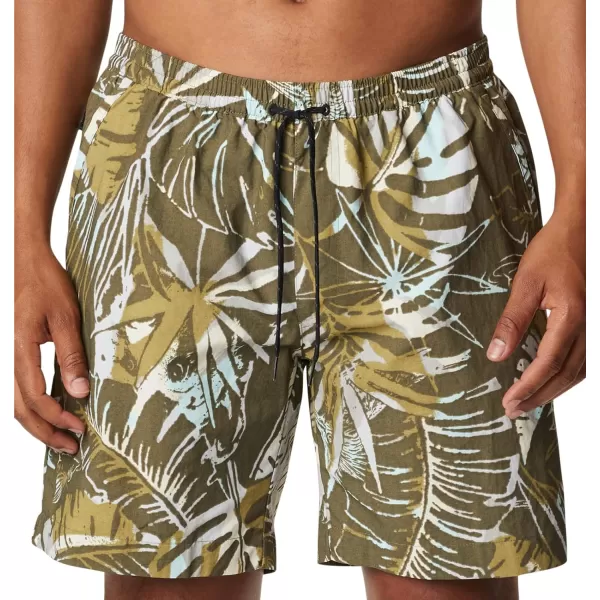 Columbia Mens Standard M Summerdry ShortStone Green King Palm Multi