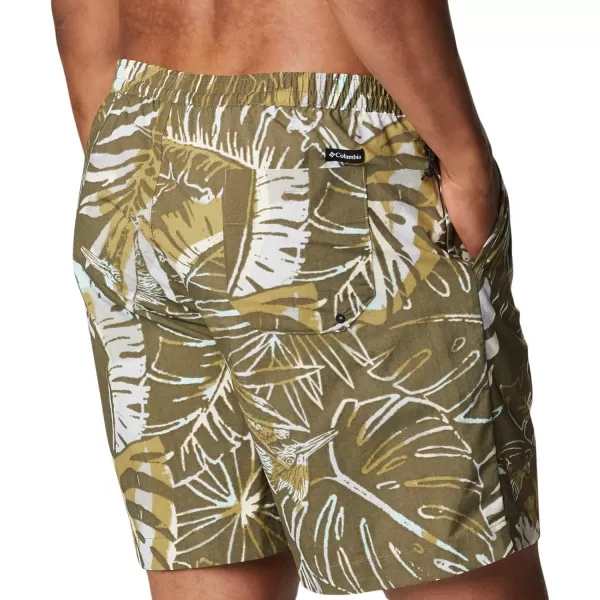 Columbia Mens Standard M Summerdry ShortStone Green King Palm Multi