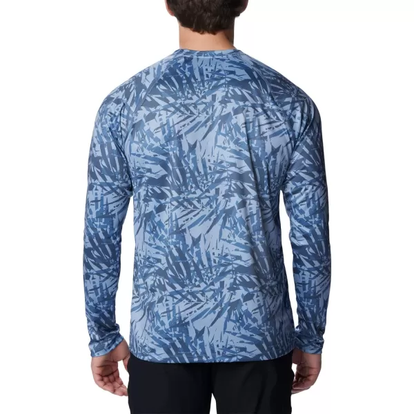 Columbia Mens Summerdry Printed Long SleeveBluestone Dye Palms Tonal