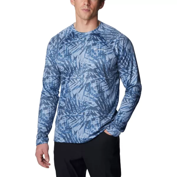 Columbia Mens Summerdry Printed Long SleeveBluestone Dye Palms Tonal