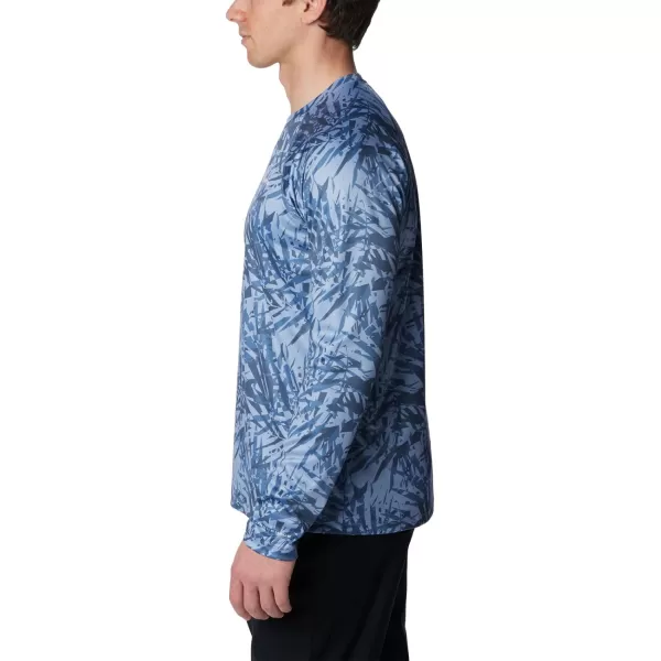 Columbia Mens Summerdry Printed Long SleeveBluestone Dye Palms Tonal