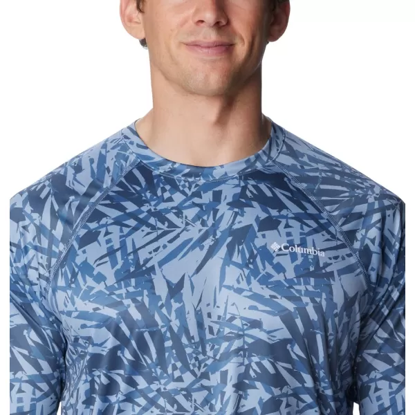 Columbia Mens Summerdry Printed Long SleeveBluestone Dye Palms Tonal