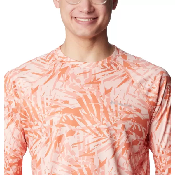 Columbia Mens Summerdry Printed Long SleeveDesert Orange Dye Palms Tonal