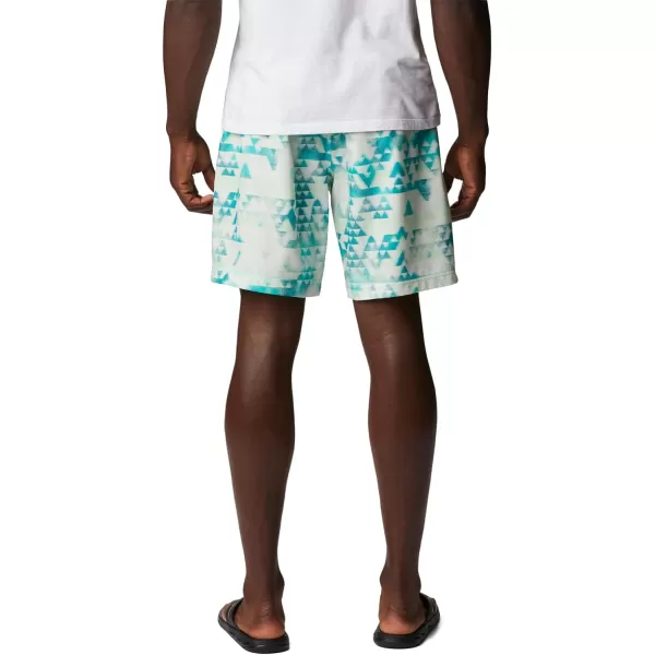 Columbia Mens Summertide Stretch Printed ShortBright Aqua Distant Peaks