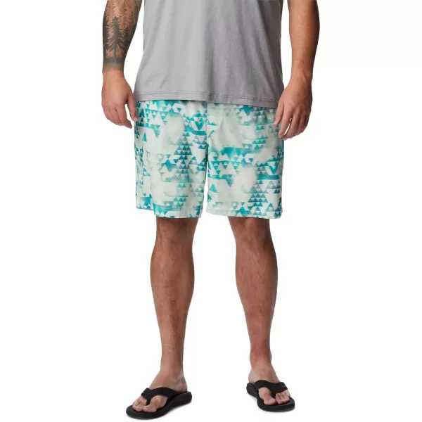 Columbia Mens Summertide Stretch Printed ShortBright Aqua Distant Peaks