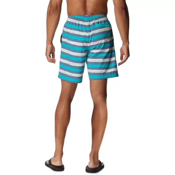 Columbia Mens Summertide Stretch Printed ShortBright Aqua Marker Stripe