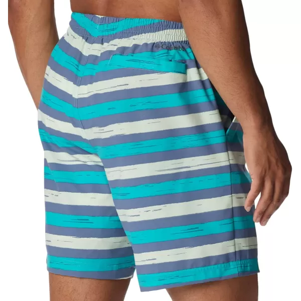 Columbia Mens Summertide Stretch Printed ShortBright Aqua Marker Stripe