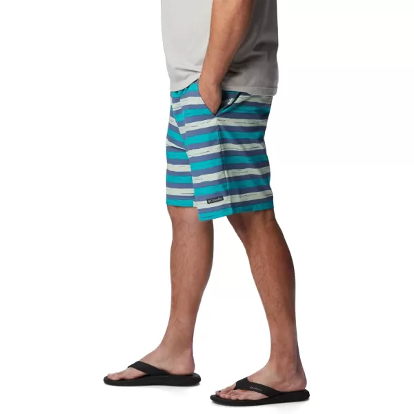 Columbia Mens Summertide Stretch Printed ShortBright Aqua Marker Stripe