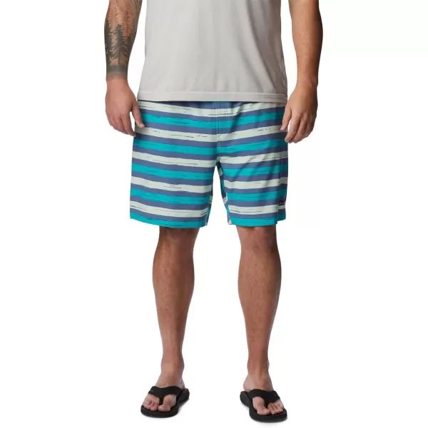 Columbia Mens Summertide Stretch Printed ShortBright Aqua Marker Stripe