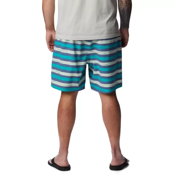 Columbia Mens Summertide Stretch Printed ShortBright Aqua Marker Stripe