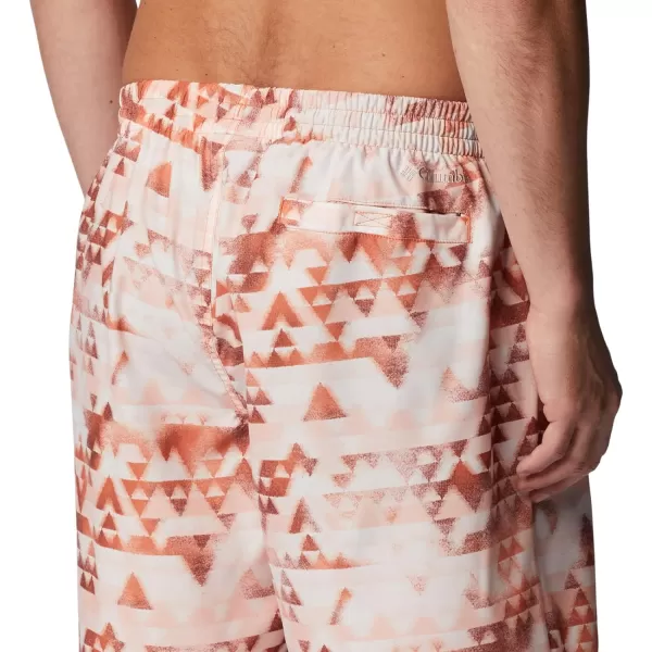 Columbia Mens Summertide Stretch Printed ShortDesert Orange Distant Peaks